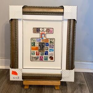 Chanel Perfume Bottle Old Postage Stamp framed art